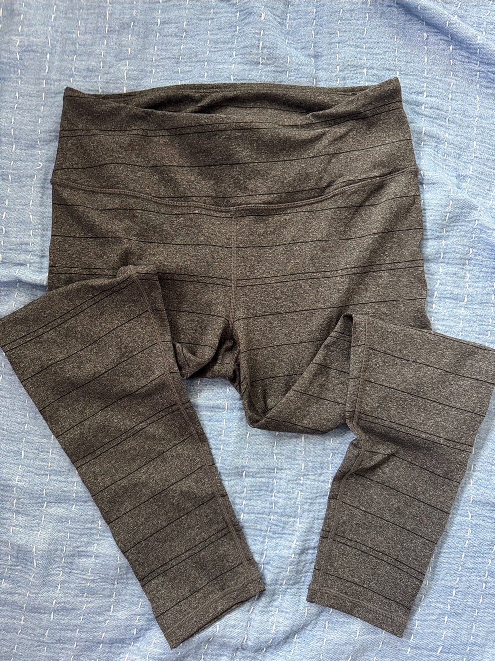 Prana Gray Leggings with Black Stripes XL